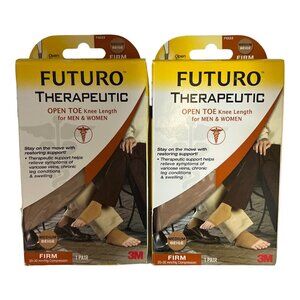 Futuro Stocking  L Therapeutic Open Toe‎ Closed Heel Knee Length Beige 2 Pair